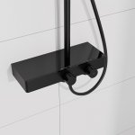 STEINBERG SERIA 390 Zestaw prysznicowy z baterią termostatyczną i deszczownicą 258x186 mm Czarny mat 390.2700.S / 3902700S
