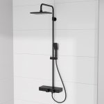 STEINBERG SERIA 390 Zestaw prysznicowy z baterią termostatyczną i deszczownicą 258x186 mm Czarny mat 390.2700.S / 3902700S