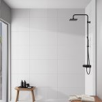 STEINBERG SERIA 390 Zestaw prysznicowy z baterią termostatyczną i deszczownicą 258x186 mm Czarny mat 390.2700.S / 3902700S