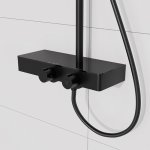 STEINBERG SERIA 390 Zestaw prysznicowy z baterią termostatyczną i deszczownicą 258x186 mm Czarny mat 390.2700.S / 3902700S