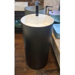 Galatea Design One Umywalka wolnostojąca Ø44xh87 cm z korkiem biały mat/czarny mat GUONE44.BMM.BL+GUPIL.WHM