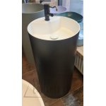 Galatea Design One Umywalka wolnostojąca Ø44xh87 cm z korkiem biały mat/czarny mat GUONE44.BMM.BL+GUPIL.WHM