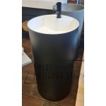 Galatea Design One Umywalka wolnostojąca Ø44xh87 cm z korkiem biały mat/czarny mat GUONE44.BMM.BL+GUPIL.WHM