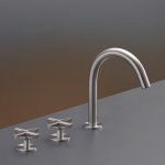 CEA Cross Bateria umywalkowa 3-otworowa z obrotową wylewką Satin Stainless Steel CRX03S