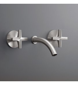 CEA Cross Bateria umywalkowa ścienna z wylewką 12,5 cm element zewnętrzny Satin Stainless Steel CRX15S