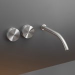 CEA Giotto Bateria umywalkowa ścienna z wylewką 22 cm element zewnętrzny Satin Stainless Steel GIO42S