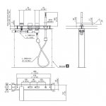 CEA BAR Bateria wannowa 4-otworowa na brzeg wanny z wylewką i słuchawką prysznicową element zewnętrzny Satin Stainless Steel BAR37S