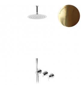 ---Bruma Leaf2 Bateria natryskowa podtynkowa z deszczownicą Ø 250 sufitową Sunrise PVD 1675822PR