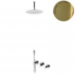 ----Bruma Leaf2 Bateria natryskowa podtynkowa z deszczownicą Ø 250 sufitową Gold PVD 1675822PO