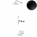 ----Bruma Leaf2 Bateria wannowo-natryskowa podtynkowy z deszczownicą ścienna Ø 250 mm i wylewką kaskadową Night Sky 1674022NS