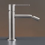 CEA Innovo Bateria bidetowa jednootworowa z regulowaną wylewką H15,5 cm Satin Stainless Steel INV02S