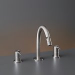 CEA Innovo Bateria bidetowa 3-otworowa z regulowaną wylewką H16 cm Satin Stainless Steel INV44S