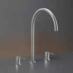 CEA Innovo Bateria umywalkowa 3-otworowa z obrotową wylewką H36 cm Satin Stainless Steel INV45S