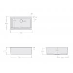 Galassia FRAME Zlew ceramiczny jednokomorowy 76x46 cm antracyt 5124NEMT