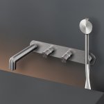 CEA Cartesio Bateria wannowa ścienna z wylewką, słuchawką i wężem element zewnętrzny Satin Stainless Steel CAR51YWS