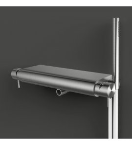 CEA Milo360 Bateria prysznicowa ścienna z półką, regulowaną wylewką i słuchawką prysznicową Satin Stainless Steel MIL97WS