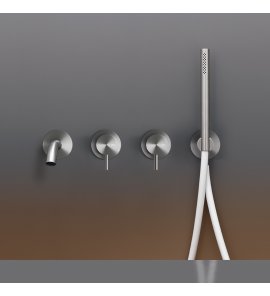 CEA Milo360 Bateria wannowa ścienna z wylewką, słuchawką i wężem element zewnętrzny Satin Stainless Steel MIL44WS