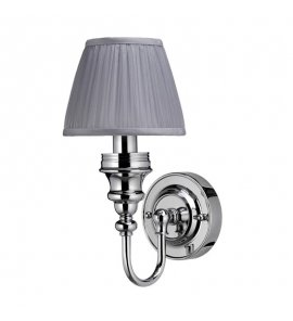 Burlington Ornate Kinkiet ścienny chrom + abażur szary EL_BL25 W MAGAZYNIE !!!