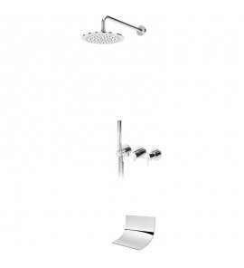 ----Bruma Leaf2 Bateria wannowo-natryskowa podtynkowy z deszczownicą ścienna Ø 250 mm i wylewką kaskadową Chrom 1674022CR