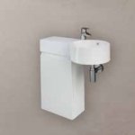 Rak Ceramika PETIT Zestaw Umywalka z blatem z prawej 77x36 +Szafka podumywalkowa 40x21 biały połysk PETWB27700AWHA+JOYWH040PWH
