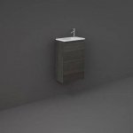 Rak Ceramika PETIT Zestaw Umywalka z blatem z prawej 77x36 biały połysk+Szafka podumywalkowa 40x21 Moka walnut PETWB27700AWHA+JOYWH040MOK