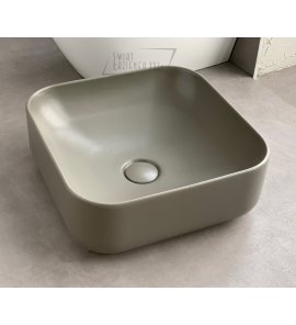      Hidra Gio Evolution Umywalka kwadratowa stawiana na blat 40 cm z korkiem klik-klak Brown matt G43E.096+P125.096 WYPRZEDAŻ EKSPOZYCJI!!