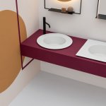 Axa SKYLAND Umywalka wpuszczana w blat ∅55 cm z korkiem Click-clack Biały połysk 3213501+AF0015