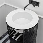 Axa SKYLAND Umywalka wpuszczana w blat ∅55 cm z korkiem Click-clack Biały połysk 3213501+AF0015
