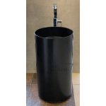 Galatea Design Besar Umywalka wolnostojąca Solid Surface ∅45 cm z korkiem klik klak czarny mat GD1598MB