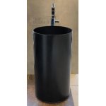 Galatea Design Besar Umywalka wolnostojąca Solid Surface ∅45 cm z korkiem klik klak czarny mat GD1598MB
