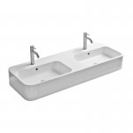 Axa COSA Umywalka z 2 komorami stawiana na blat 45x120 cm z 2 korkami Click-clack Biały połysk 8650001+AF0015