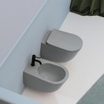Axa EVA Miska ścienna 55x36 cm z deską WC wolnoopadającą Grey Matt 8801409+AF8809