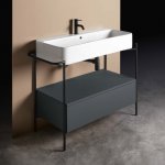 Axa COSA Stelaż podumywalkowy z umywalką z korkiem Click-clack i szufladą Czarny mat/Grey Matt S863007+MSC115GM+8641001+AF0015