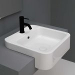 Axa COSA Umywalka półwpuszczana w blat 48x48 cm z korkiem Click-clack Biały połysk 8610101+AF0015