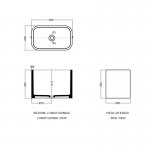 Axa COSA.H35 Umywalka stawiana na blat 30x50 cm i korkiem Click-clack z stojak pod umywalkę Grey Matt 8660009+SG8601415+AF001509