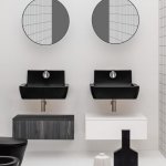 Axa RADICI Umywalka ścienna 60x48 cm z korkiem Click-clack Czarny mat 8730007+AF001507