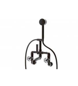 Bleu Provence Bateria wannowa ścienna ze słuchawką i wężem black nickel RVMTM310NN