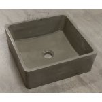 Galatea Design Berlian Umywalka betonowa stawiana na blat 38x38 cm grey matt/szary mat GDMC001DG