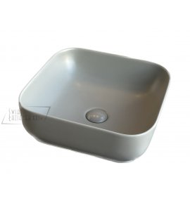   Galatea Design Empat Umywalka stawiana na blat 38,5x38,5 cm z korkiem klik-klak Cement Grey matt/Jasny szary mat GD78110TMH W MAGAZYNIE!!