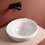 Axa DP Umywalka półwpuszczana w blat ∅ 45 cm z korkiem Click-clack Biały połysk 8310001+AF0015