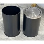 Galatea Design – kosz łazienkowy 9 l, czarny mat / stal szczotkowana, GD9LBIX