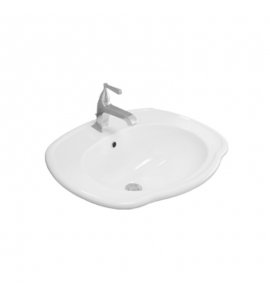 Axa Contea Umywalka wpuszczana w blat 68x54 cm z korkiem Click-clack Biały połysk 0603901+AF0015