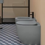 Axa Glomp Miska stojąca 36,5x51 cm i deska WC wolnoopadająca Grey Matt 0201409+319109
