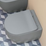 Axa Glomp Miska stojąca 36,5x51 cm i deska WC wolnoopadająca Grey Matt 0201409+319109
