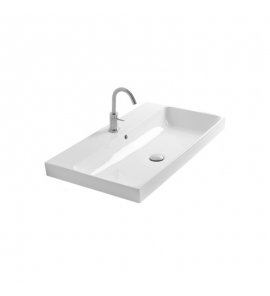 Axa Normal Umywalka ścienna/stawiana na blat 60x45 cm z korkiem Click-clack i syfonem Biały połysk WS11101F+AF0015+SI020