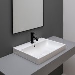 Axa Normal Umywalka ścienna/stawiana na blat 60x45 cm z korkiem Click-clack i syfonem Biały połysk WS11101F+AF0015+SI020