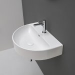 Axa Normal Umywalka ścienna/stawiana na blat 50x37 cm z korkiem Click-clack i syfonem Biały połysk WS11801F+AF0015+SI020