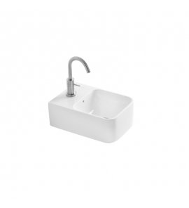 Axa Normal Umywalka ścienna/stawiana na blat 24x35,5 cm z korkiem Click-clack i syfonem Biały połysk WS10101V+AF0015+SI020