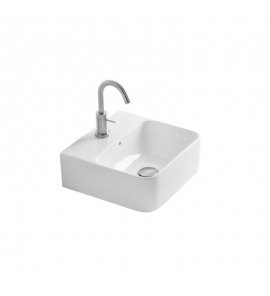 Axa Normal Umywalka ścienna/stawiana na blat 35x35 cm z korkiem Click-clack i syfonem Biały połysk WS10301V+AF0015+SI020