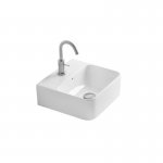 Axa Normal Umywalka ścienna/stawiana na blat 35x35 cm z korkiem Click-clack i syfonem Biały połysk WS10301V+AF0015+SI020